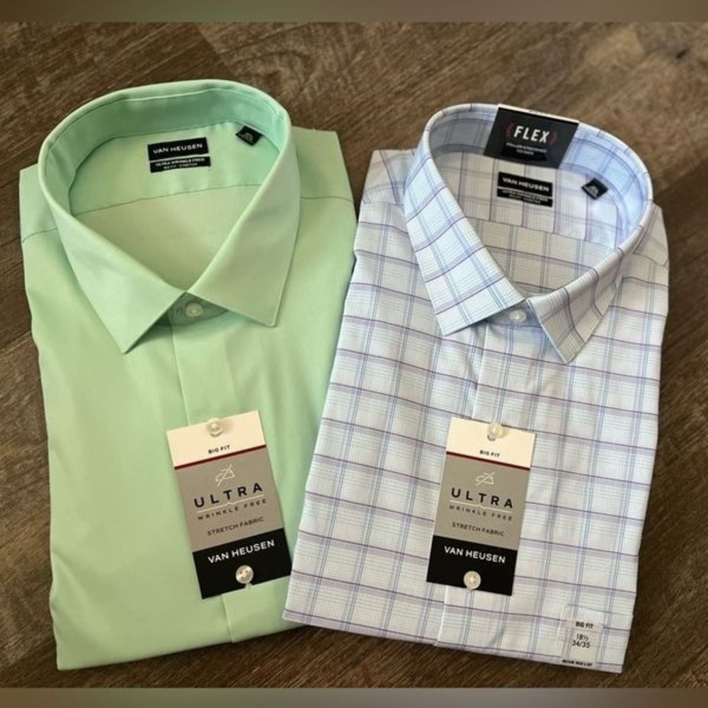 Van Heusen‎ B/T Ultra Flex Wrinkle Free Shirts Set of 2-Size 18 1/2 (34-35)